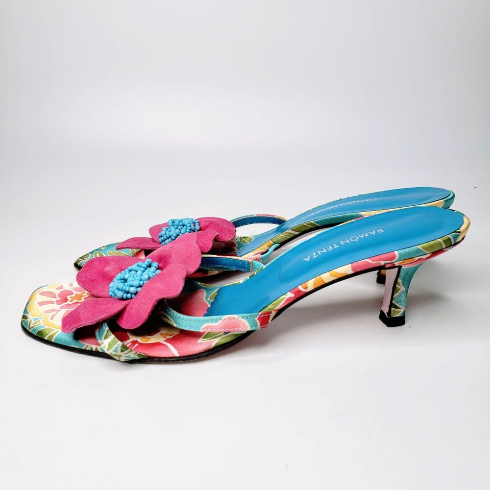 Ramon Tenza Flower Front Slip On Sandals 10 B - Picture 3 of 10